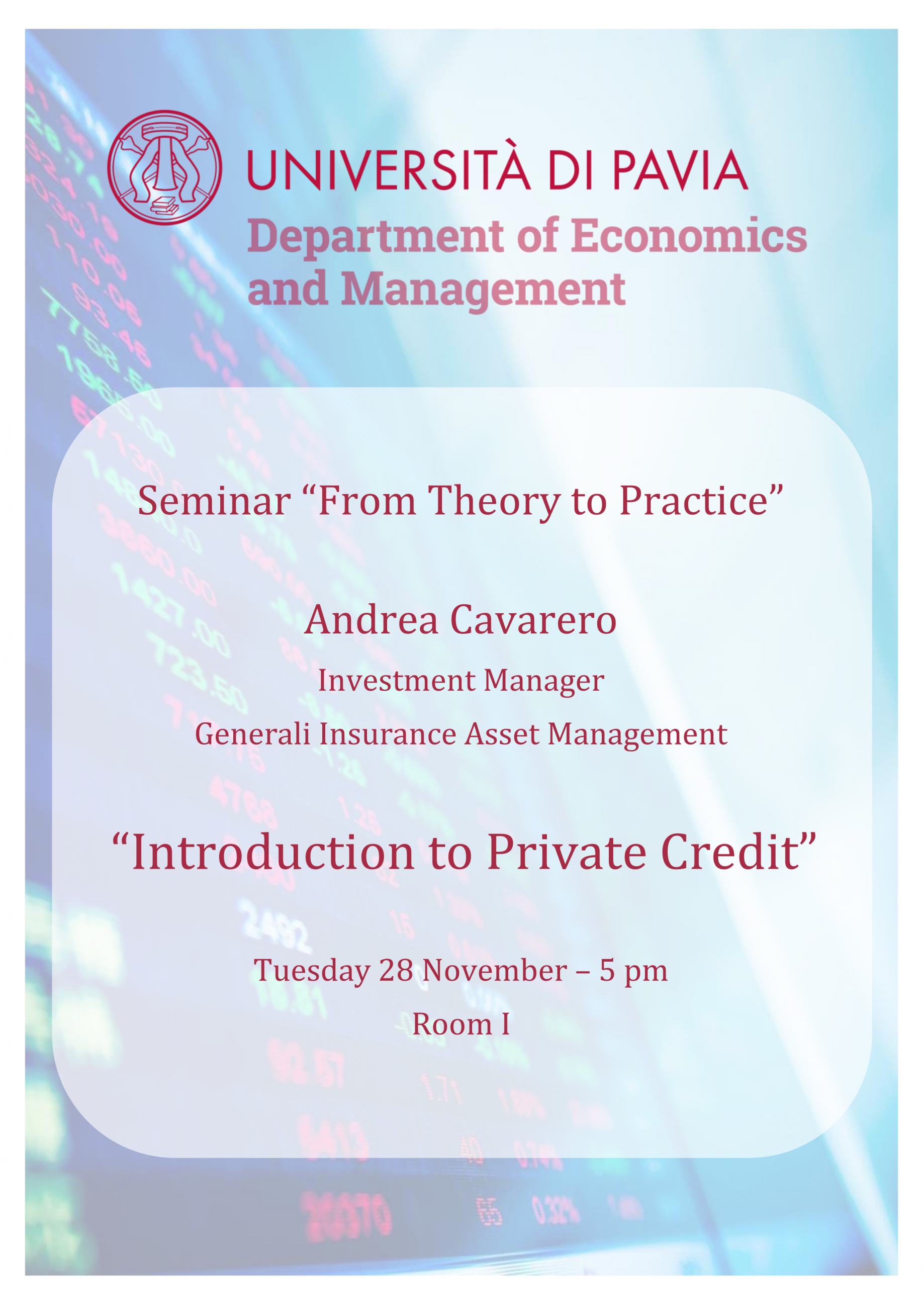 seminar announcement - finance pavia