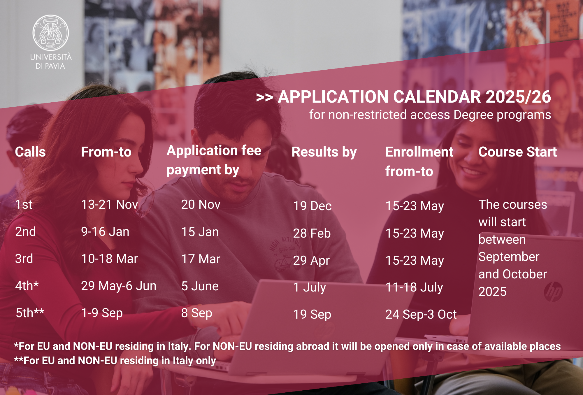 Application calendar Non-restricted access 25_26